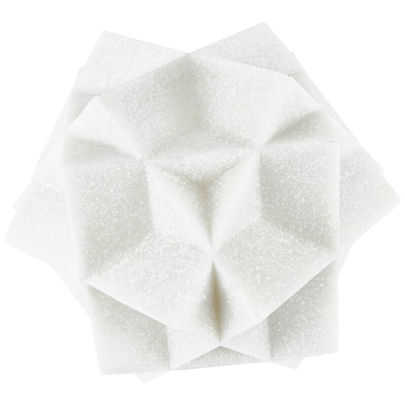 White Polystone Dimensional Ball Geometric Decorative Sculpture with Speckled Texturing