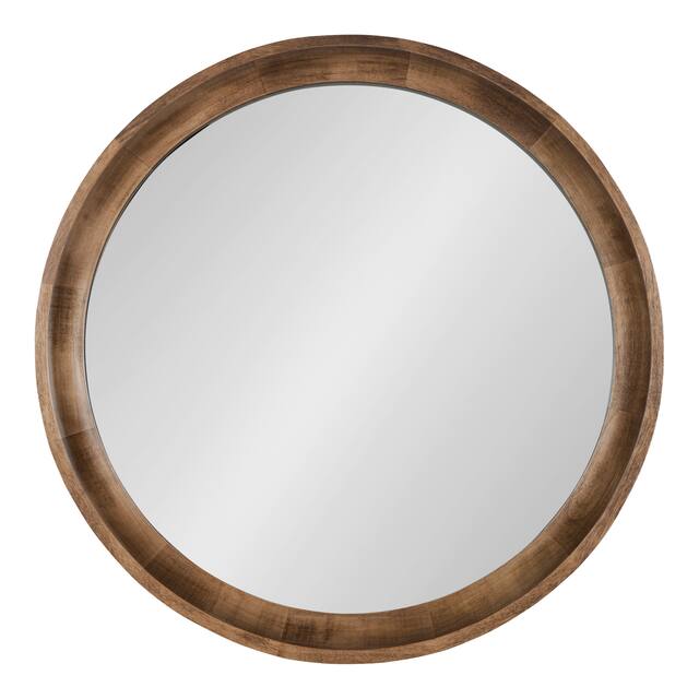 Kate and Laurel Colfax Round Wood Framed Wall Mirror - Natural - 22" Diameter