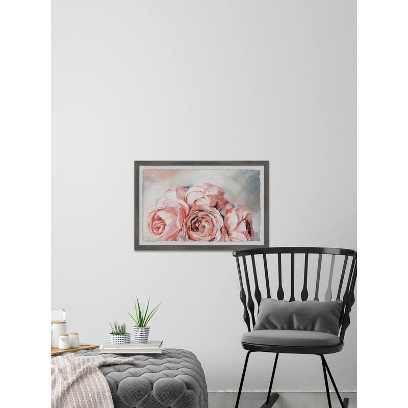 Pink Rose Bouquet Framed Wall Art, Elegant Home Touch - Sophisticated Artwork for Refined Décor