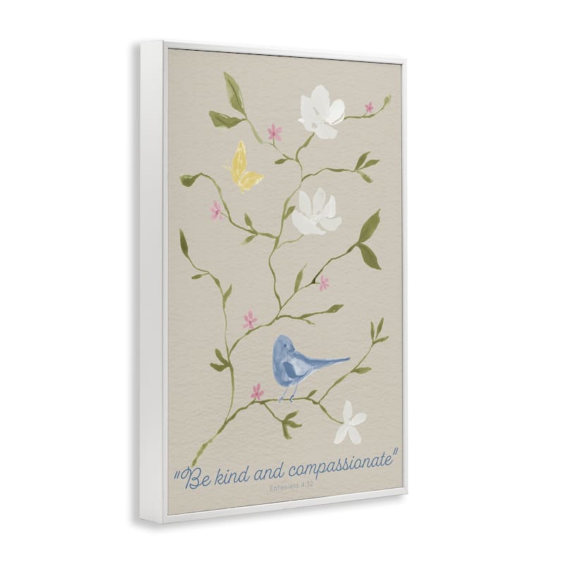 Stupell Floral Be Kind & Compassionate Framed Giclee Art Design By Lucille Price