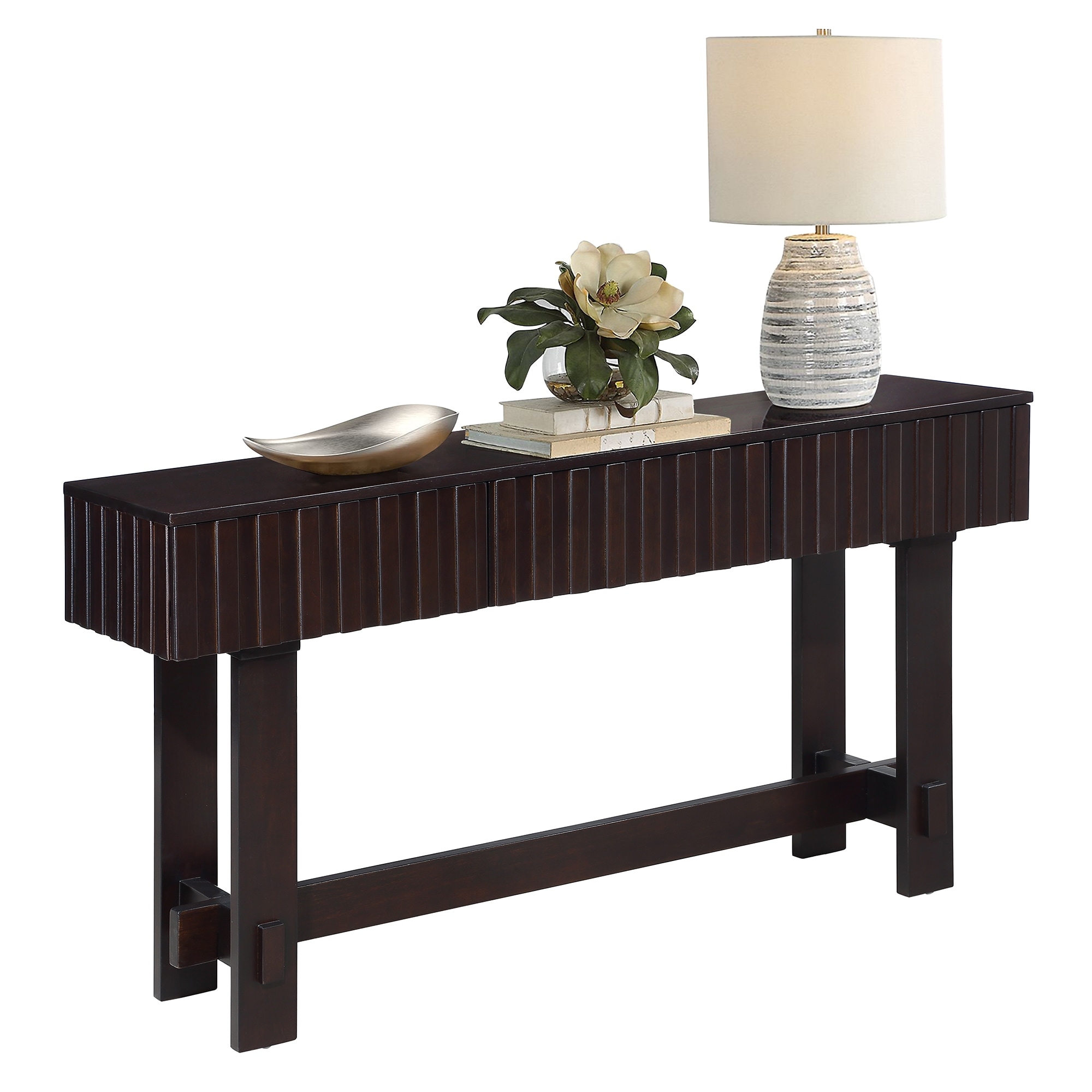 52" Farmhouse Console Table, Entryway Sofa Table with Storage Drawers, Mid-Century Modern Hallway Table with Solid Wood Legs