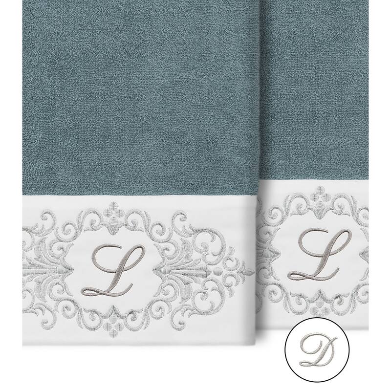 Authentic Hotel and Spa 100% Turkish Cotton Monica 2PC Embellished Bath Towel Set