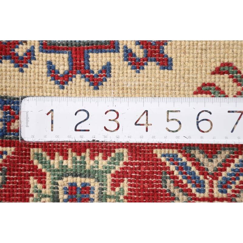 Kazak Foyer Rug Hand-Knotted Oriental Beige Wool Carpet - 2'8" x 4'1"