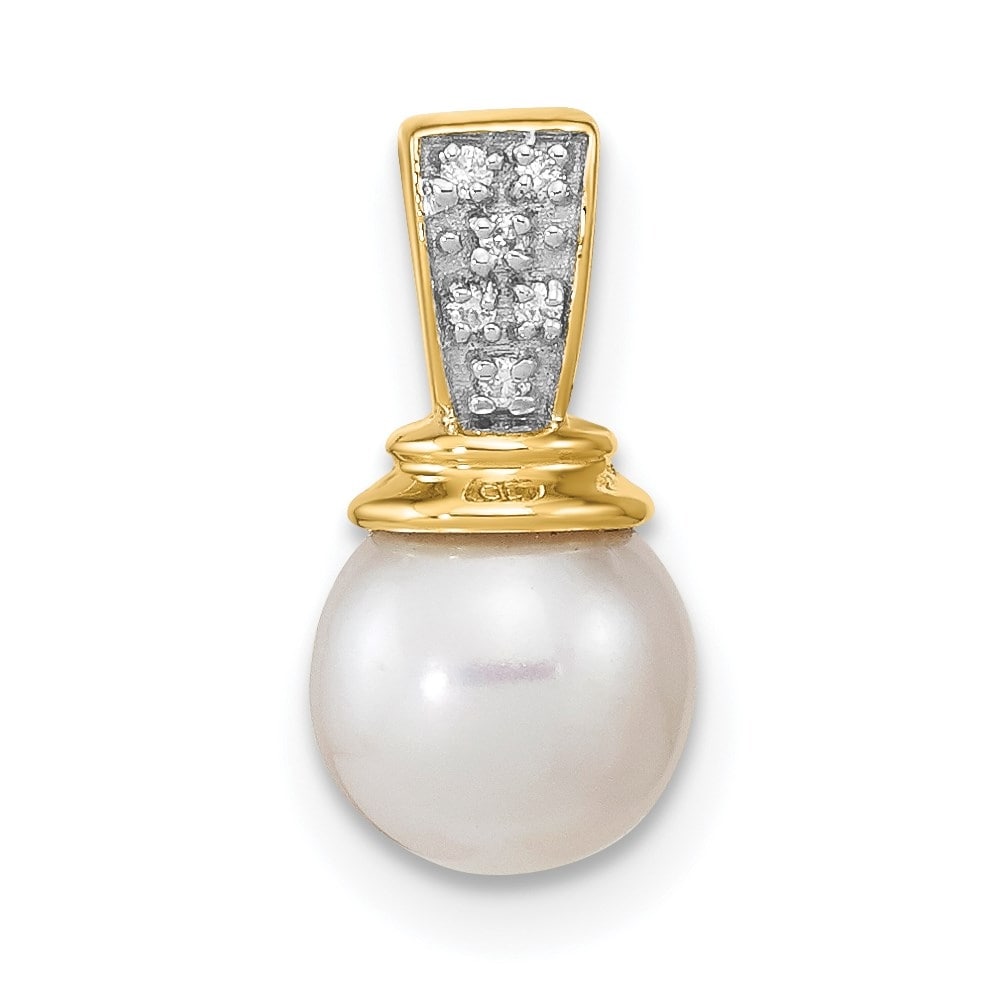 Mia Diamonds 14k Yellow Gold Gold with Freshwater Cultured Pearl Polished Pendant 