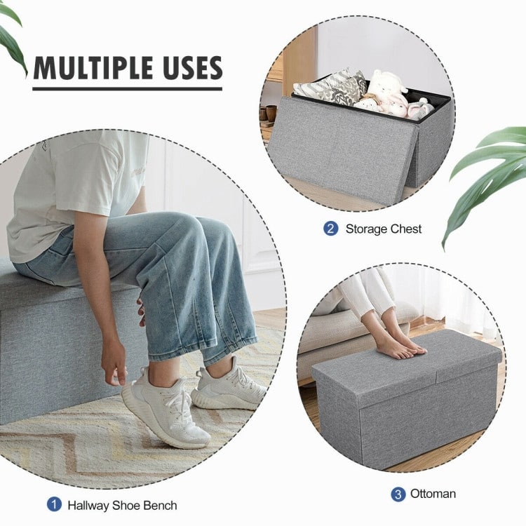 30" Folding Storage Ottoman with Lift Top