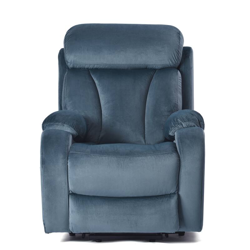 Blue Power Lift Recliner for Elderly with Remote & Side Pocket