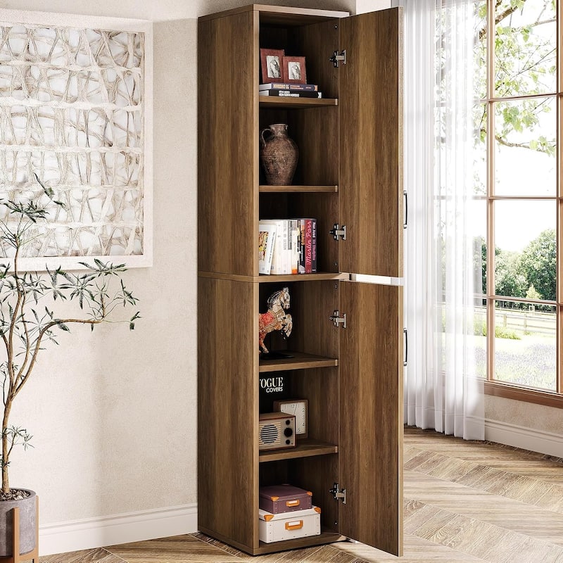 75.39-Inch Wood Storage Cabinet, Tall Floor Cabinet with 2 Doors and 6 Shelves
