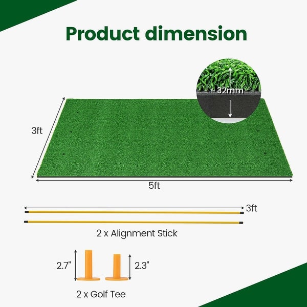 dimension image slide 0 of 3, Costway 5 x 3 FT Golf Hitting Mat Artificial Indoor Outdoor Turf Golf - See Details