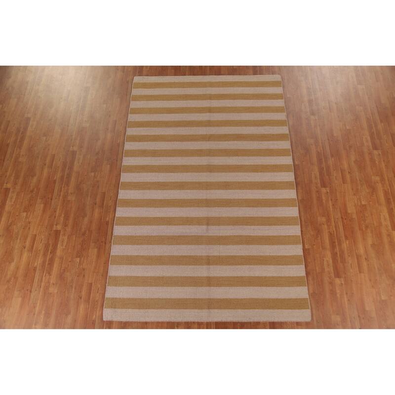 Striped Modern Gabbeh Area Rug Handmade Wool Carpet - 6'5" x 10'1"