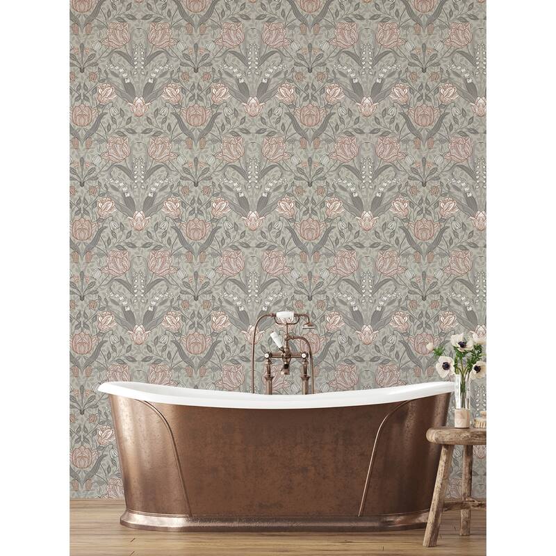 A-Street Prints Filippa Grey Tulip Wallpaper
