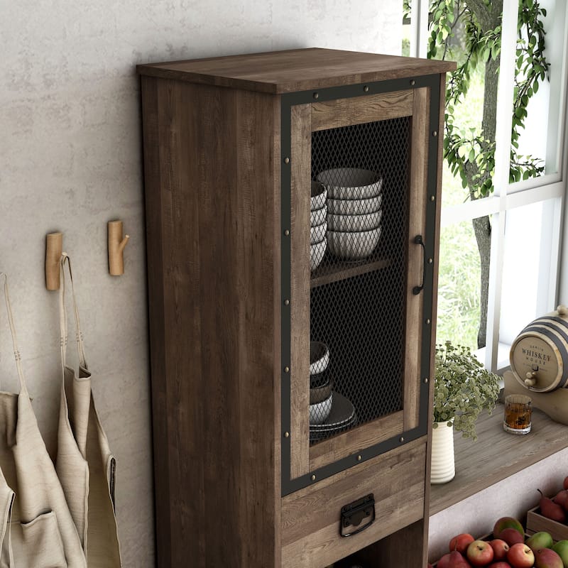 DH BASIC Industrial 3-shelf Tower Cabinet with Wine Bottle Storage by Denhour