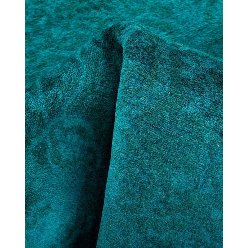 Overton Hand Knotted Wool Vintage Inspired Modern Contemporary Overdyed Blue Runner Rug - 2' 7" x 18' 3"