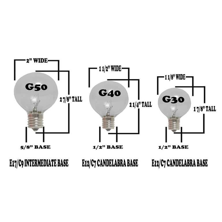 25 Foot G40 Outdoor Globe Patio String Lights - Set of 25 G40 Globe Bulbs