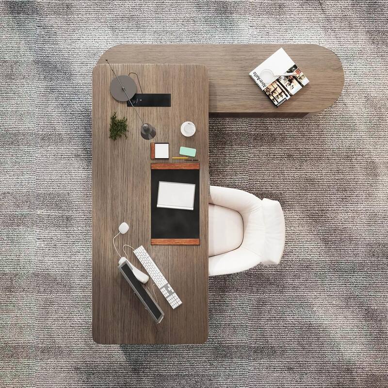 Sit & Stand Adjustable Height L Shaped Executive Desk with File Cabinets Drawers Universal Charging Ports