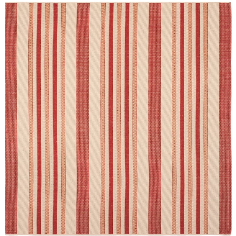SAFAVIEH Courtyard Yulka Indoor/ Outdoor Waterproof Patio Backyard Rug - 6'7" Square - Beige/Red
