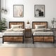 preview thumbnail 15 of 21, VECELO Platform Twin Size Kids Bed Frame with Wood Headboard,Twin Size Bed Set of 2, 3 Colors Rustic Brown