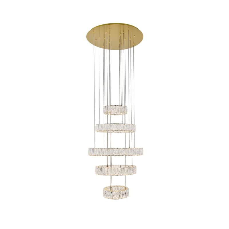 Madelyn Integrated LED chip light gold Chandelier Clear Royal Cut Crystal - 25.6"W X 39"H