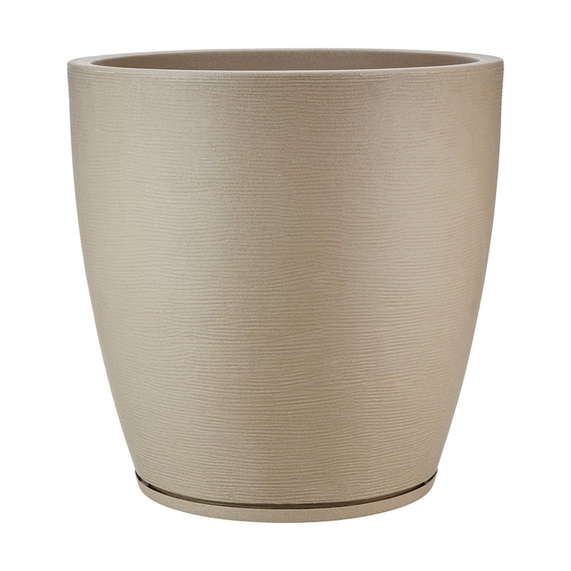 Floridis Amsterdan X-Large Planter Bowl - 21.65 inches high x 21.65 inch diameter - Beige Stone Effect