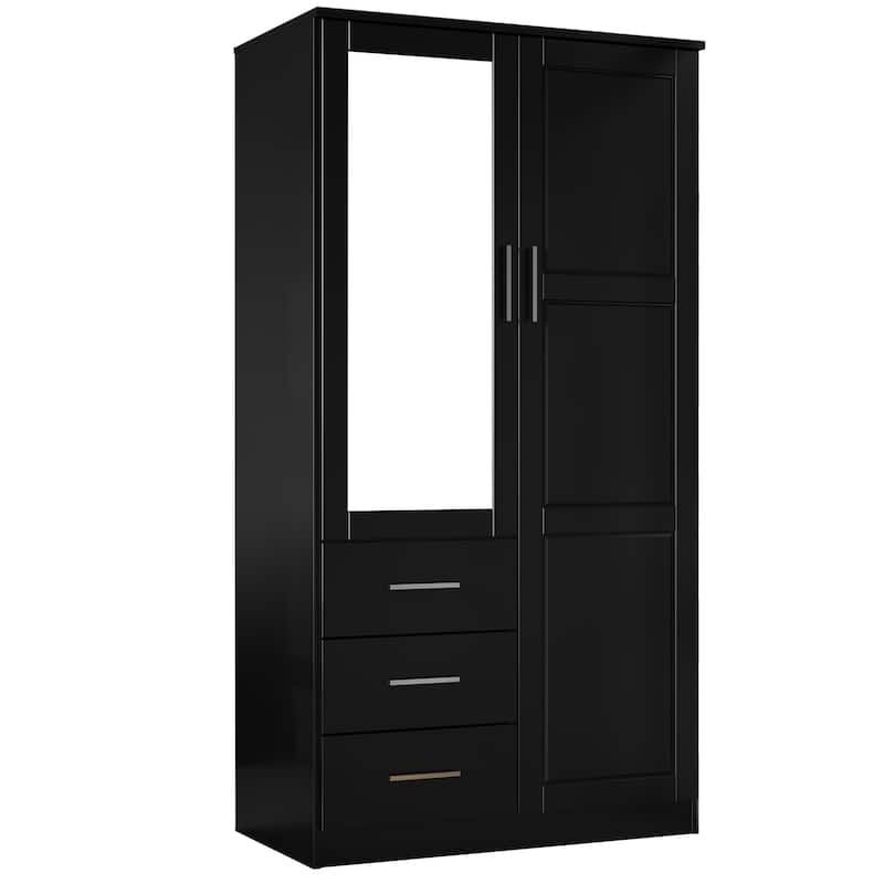 Palace Imports 100% Solid Wood Metro Wardrobe Armoire with Solid Wood or Mirrored Doors