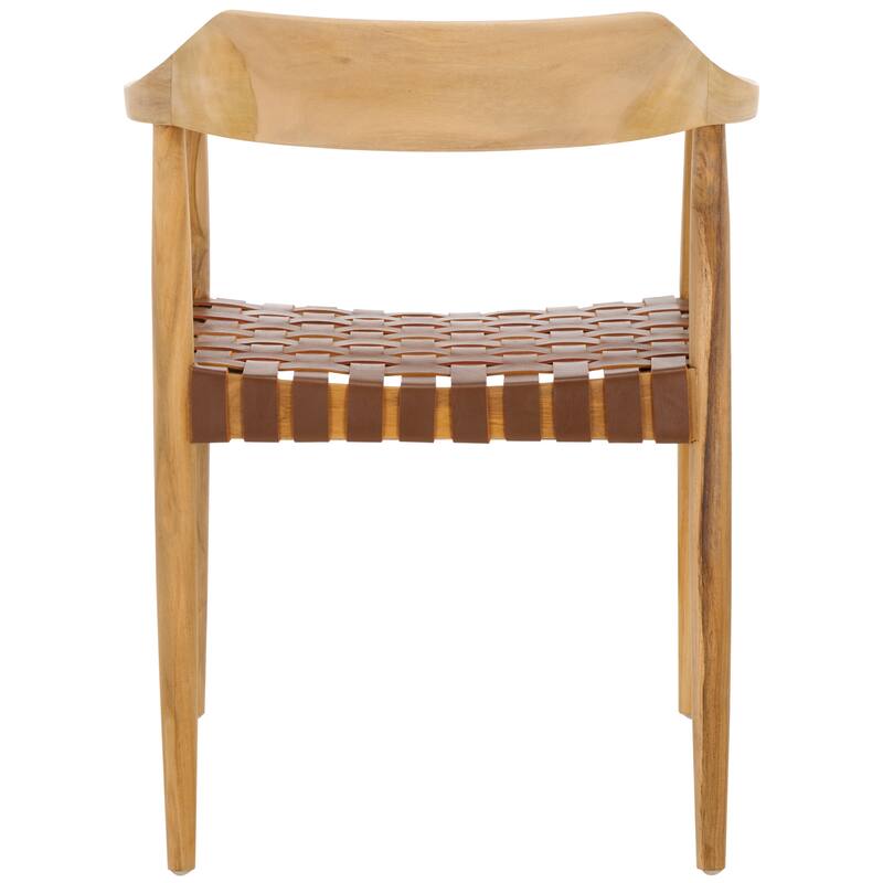 SAFAVIEH Diana Solid Wood & Leather Accent Chair (Fully Assembled) - W22" x D21" x H29" - 22Wx21Dx29H