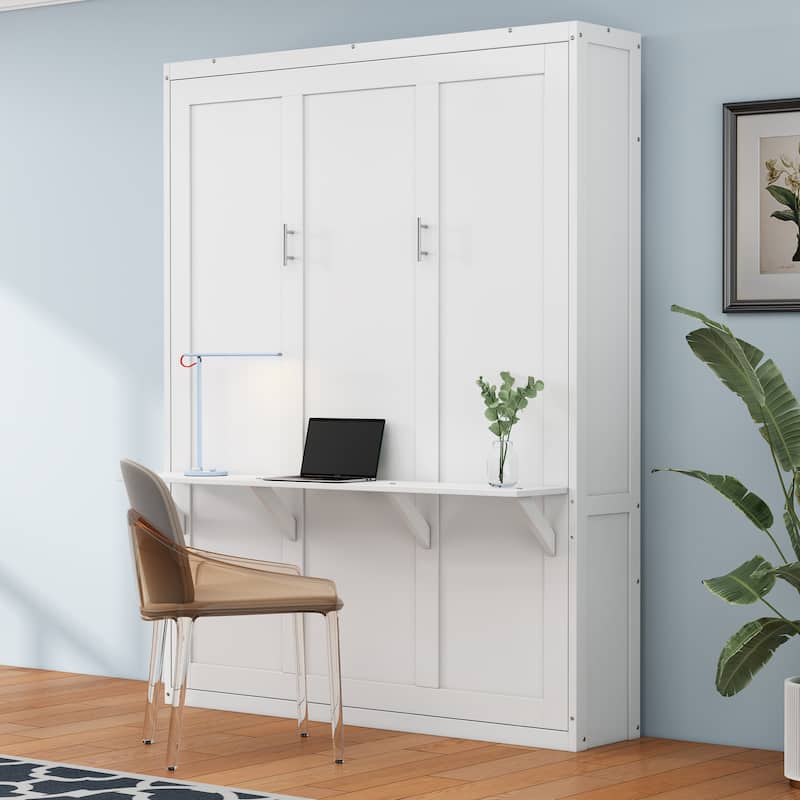 MERAX Murphy Bed, Folding Wall Bed with Desk - Full