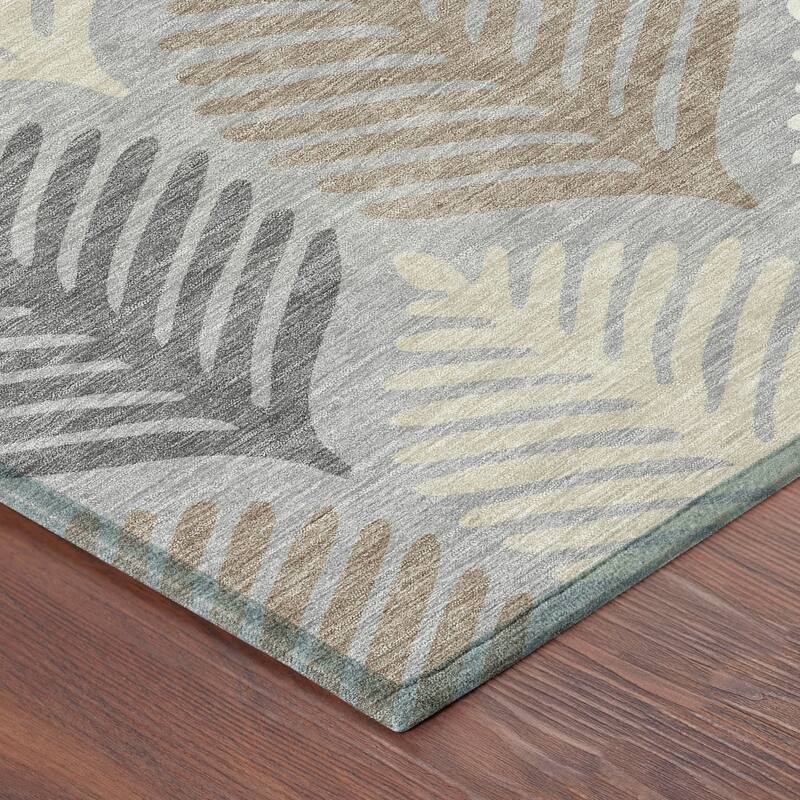 Machine Washable Indoor/ Outdoor Modern Fern Chantille Rug