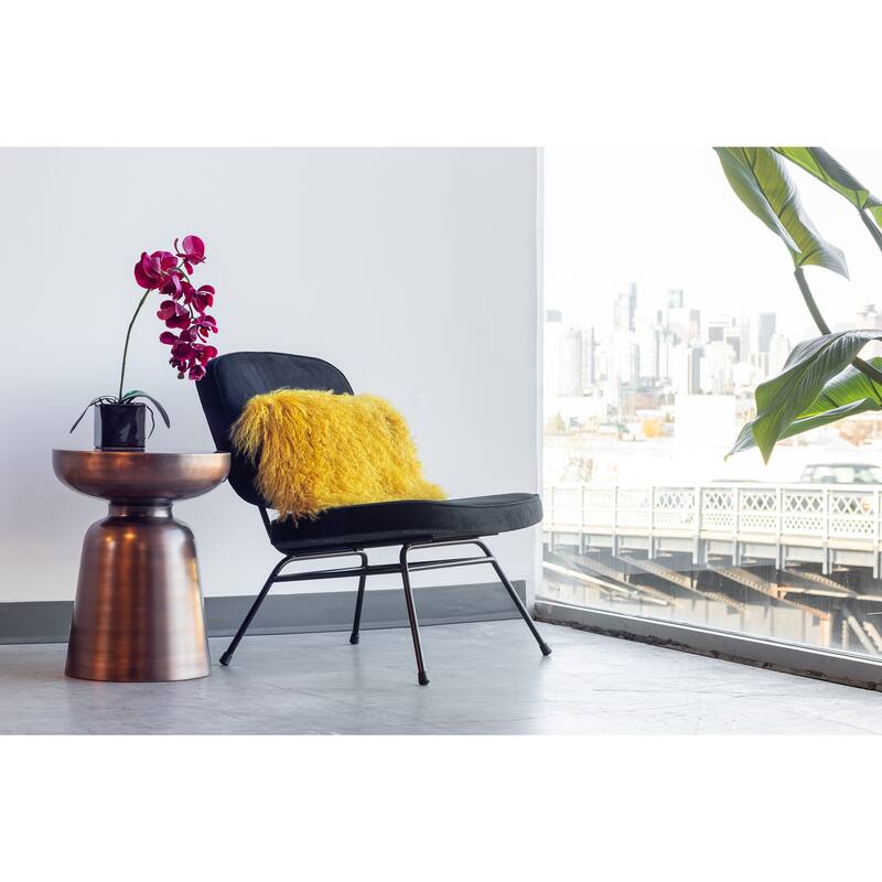 NADAAL STUDIOS Theo Accent Table, Solid Iron, Round Design, Antique Nickel Finish, Antique Copper Finish