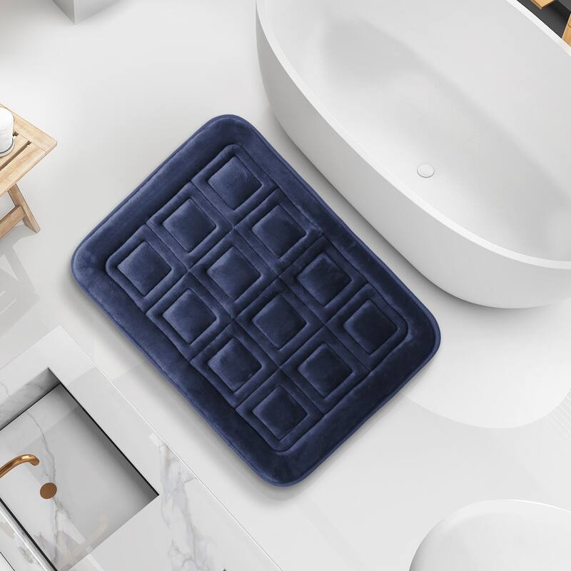 Clara Clark Ultra Soft Non Slip and Absorbent Bath Rug - Waffled Velvet Memory Foam Bath Mat