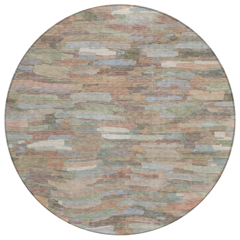Machine Washable Indoor/ Outdoor Abstract Rock Chantille Rug