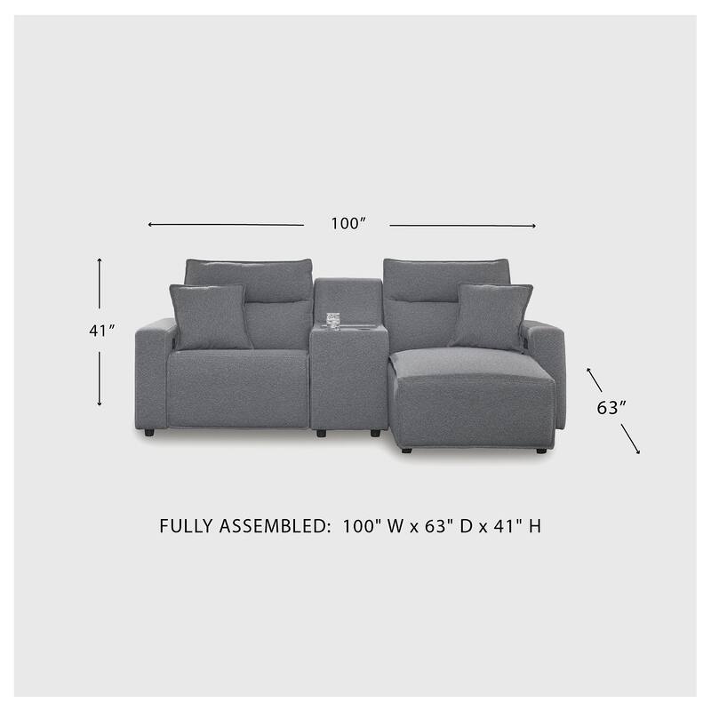 Signature Design by Ashley Modmax Gray 3-Piece Power Reclining Sectional with Chaise - 100" W x 63" D x 41" H