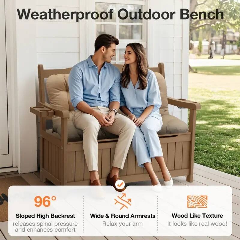 WINSOON All-Weather HIPS Outdoor Garden Bench, 56" Adirondack Outdoor Patio Bench