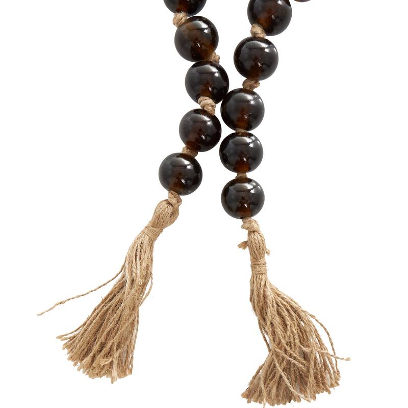 Glass Handmade Round Beaded Garland with Tassel with Knotted Brown Jute - Roche River Decor