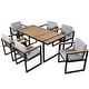 preview thumbnail 17 of 34, 7-Piece Outdoor Patio Steel Dining Set with Umbrella Hole and 6 Cushioned Armchairs