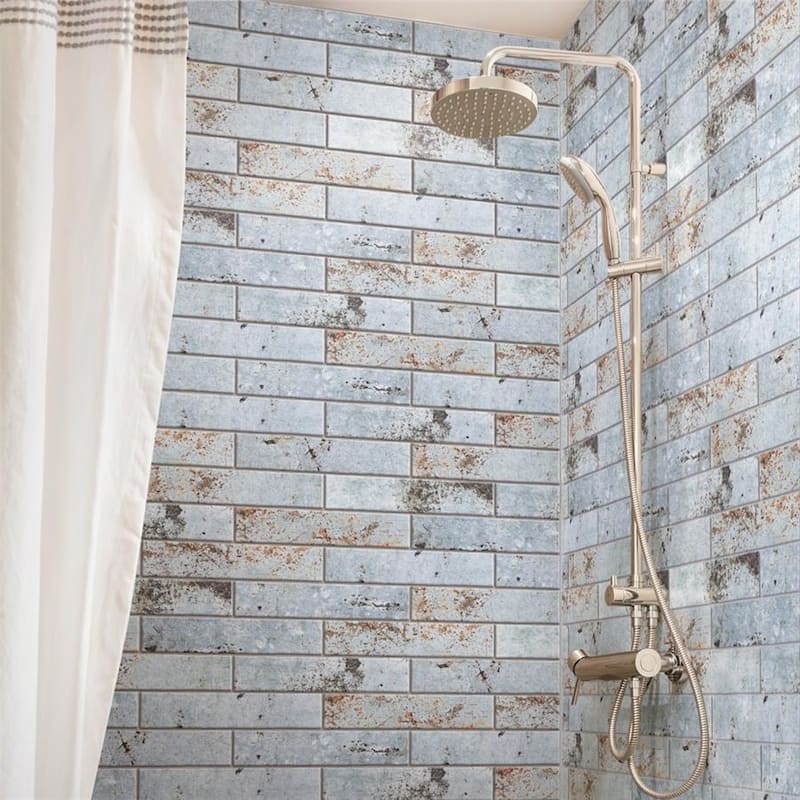 Merola Tile London Blue Glossy 3" x 12" Ceramic Wall Tile