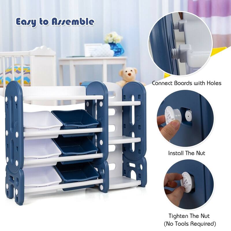 Kids Toy Storage Organizer with Bins and Multi-Layer Shelf for Bedroom Playroom - 44" x 14" x 36"(L x W x H)