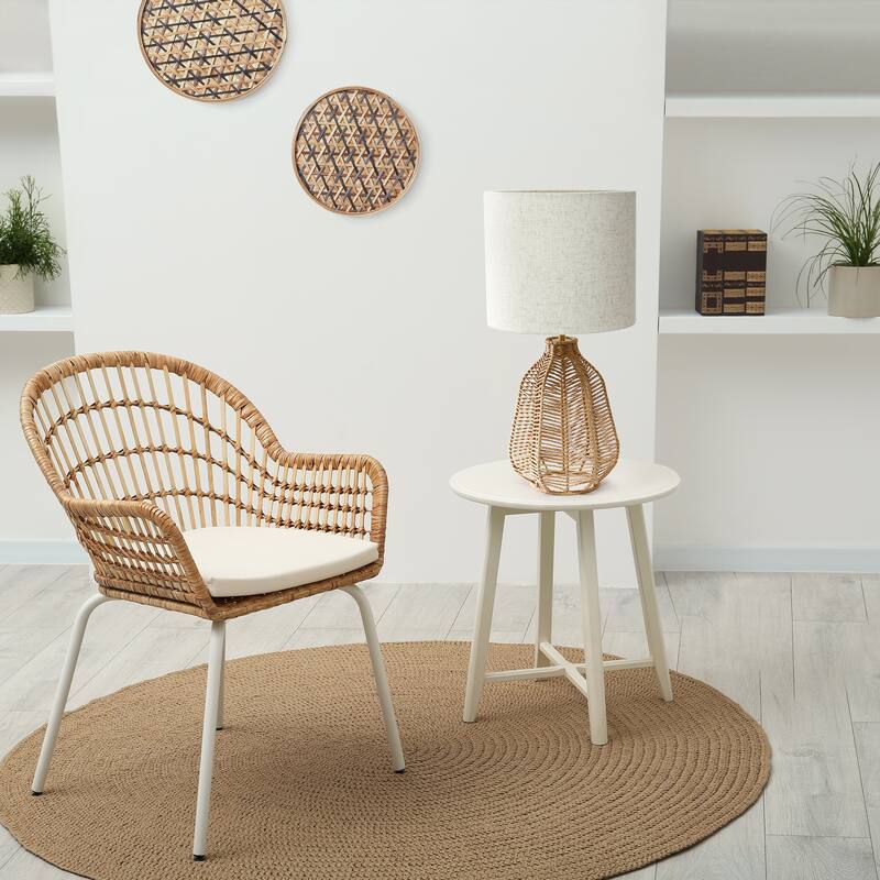 21 in. Coastal Paper Rope Rattan Table Lamp