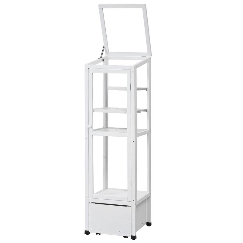 Roomfitters 62.4" Wood Garden Greenhouse with Movable Storage Box and Adjustable Shelves