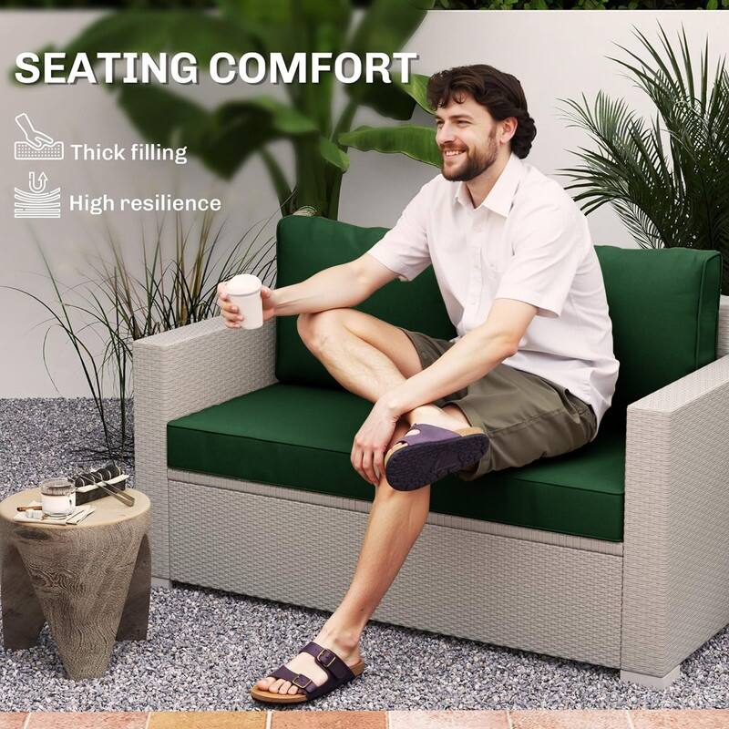 Outdoor Loveseat Cushion Set (Set of 1 Seats,48x24in, 2 Backs,24x18in )