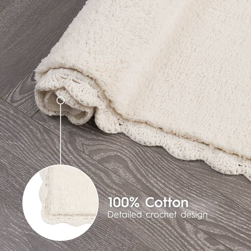Laura Ashley Heathered Crochet Border Bath Rug