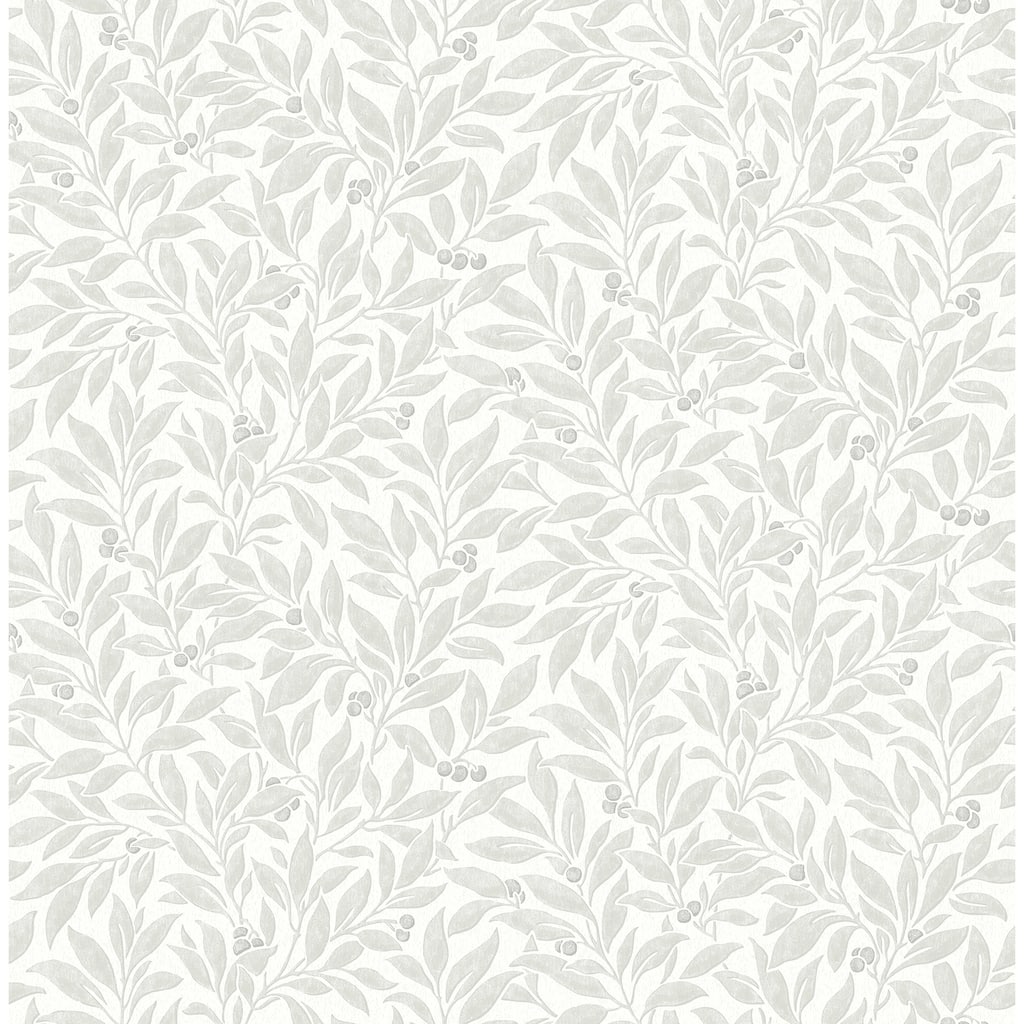 Winter Berry Light Grey Vine Wallpaper