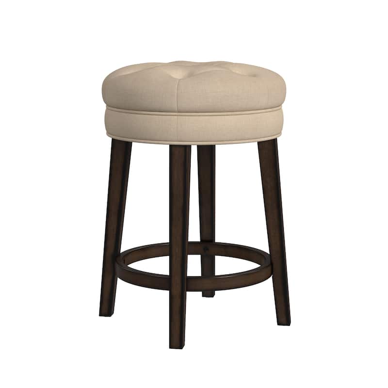 Hillsdale Krauss Wood Backless Counter Height Swivel Stool - Linen Stone Fabric - Counter Height