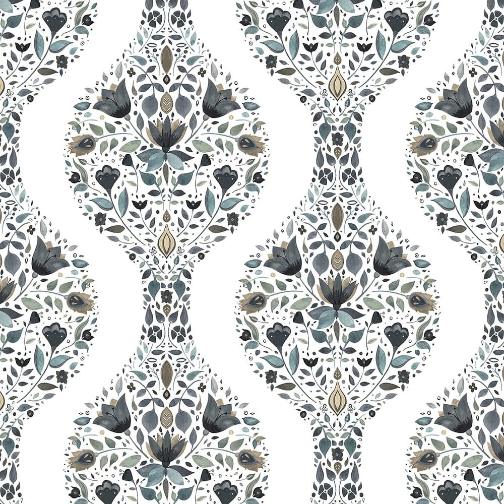 NextWall Floral Ogee Peel and Stick Wallpaper