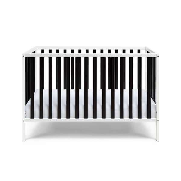 slide 2 of 9, HomeRoots Black and White Solid and Manufactured Wood Standard Three In One Convertible Crib - 53.5