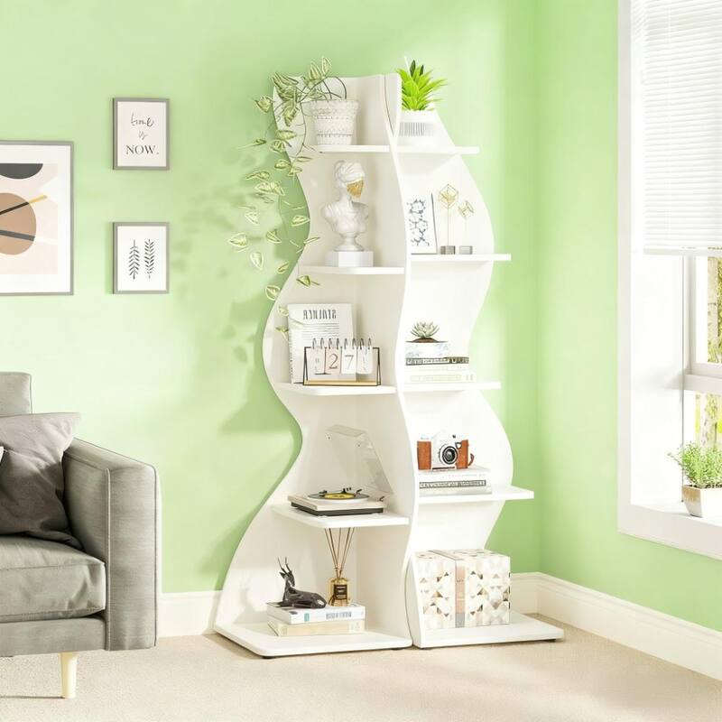 5-Tier Wall Corner Bookshelf Corner Shelf Storage Rack Plant Stand
