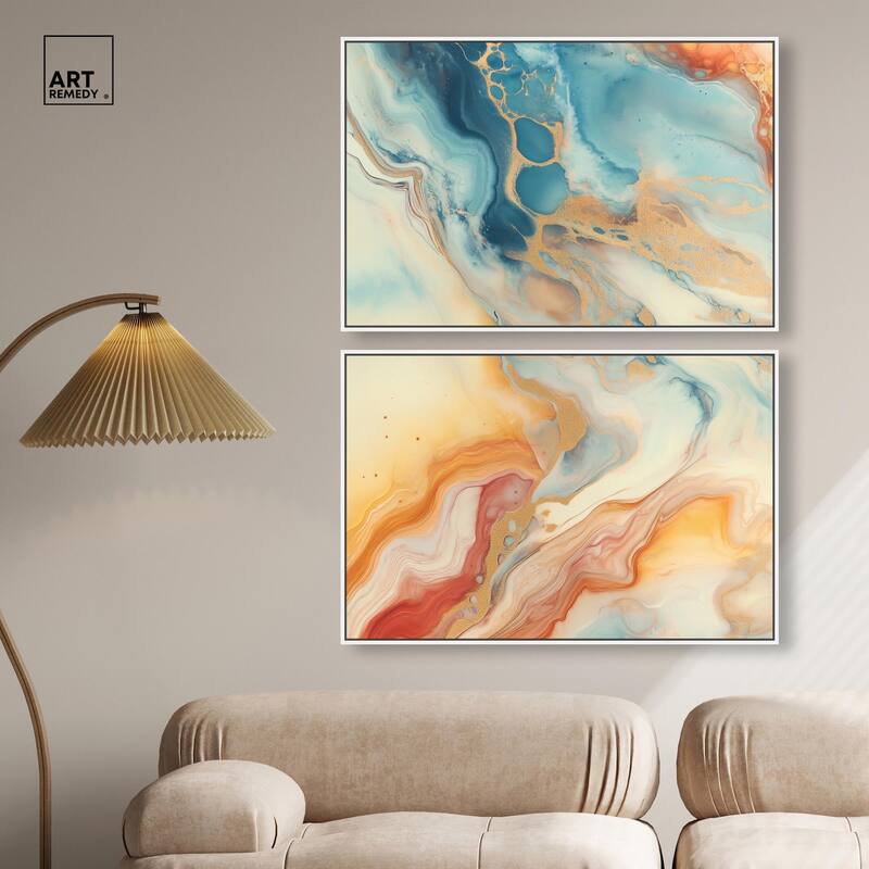 Marbled Sunrise I Canvas Set of 2 by Art Remedy