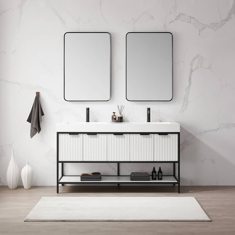 Marcilla 60 in. Double Sink Bath Vanity with Stone Sink Top