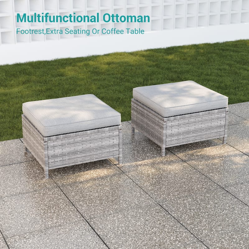 BONOSUKI 5-Piece Patio Sofa Sets Grey Rattan Outdoor Furniture Set