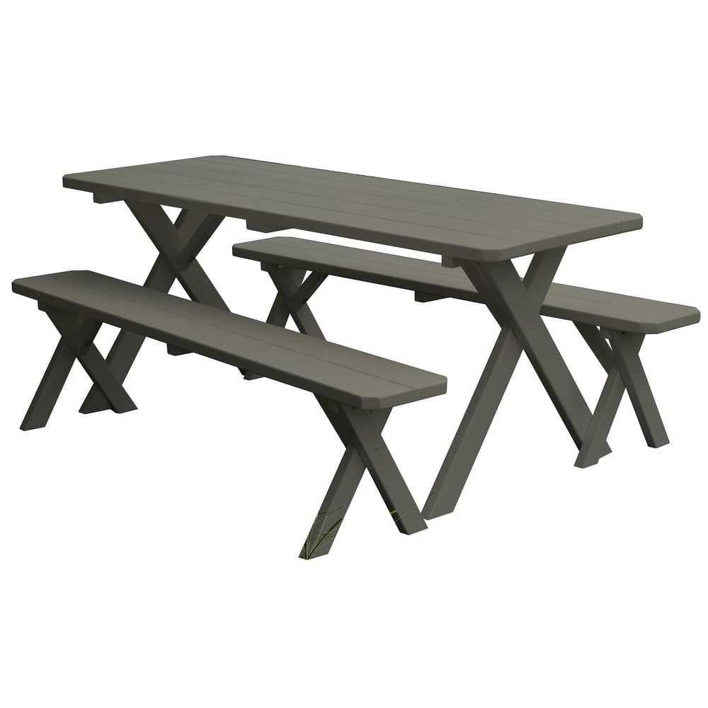 Pine 5' Cross-Leg Picnic Table with 2 Benches