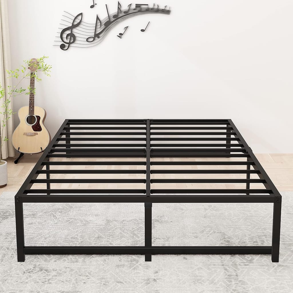 Bed Frames Heavy Duty Metal Twin/Full/Queen Size Platform Bed Frame No Box Spring Needed Noise Free Easy Assembly Black