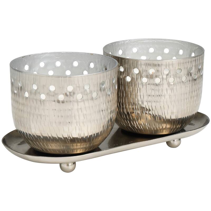Gold or Copper or Silver Metal Scented Cutout Spotted 7 oz 1 Wick Candle with White Wax (Set of 2)